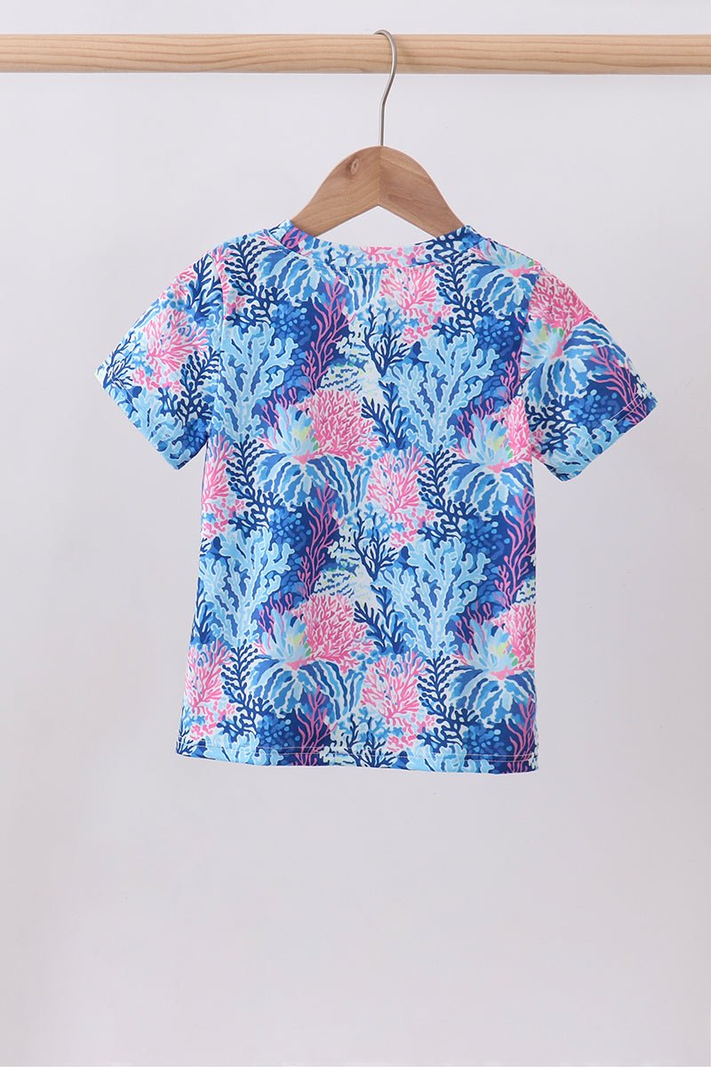 Blue marine creature print top - Abbies Place