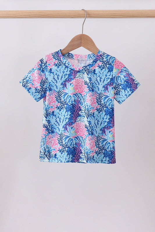 Blue marine creature print top - Abbies Place