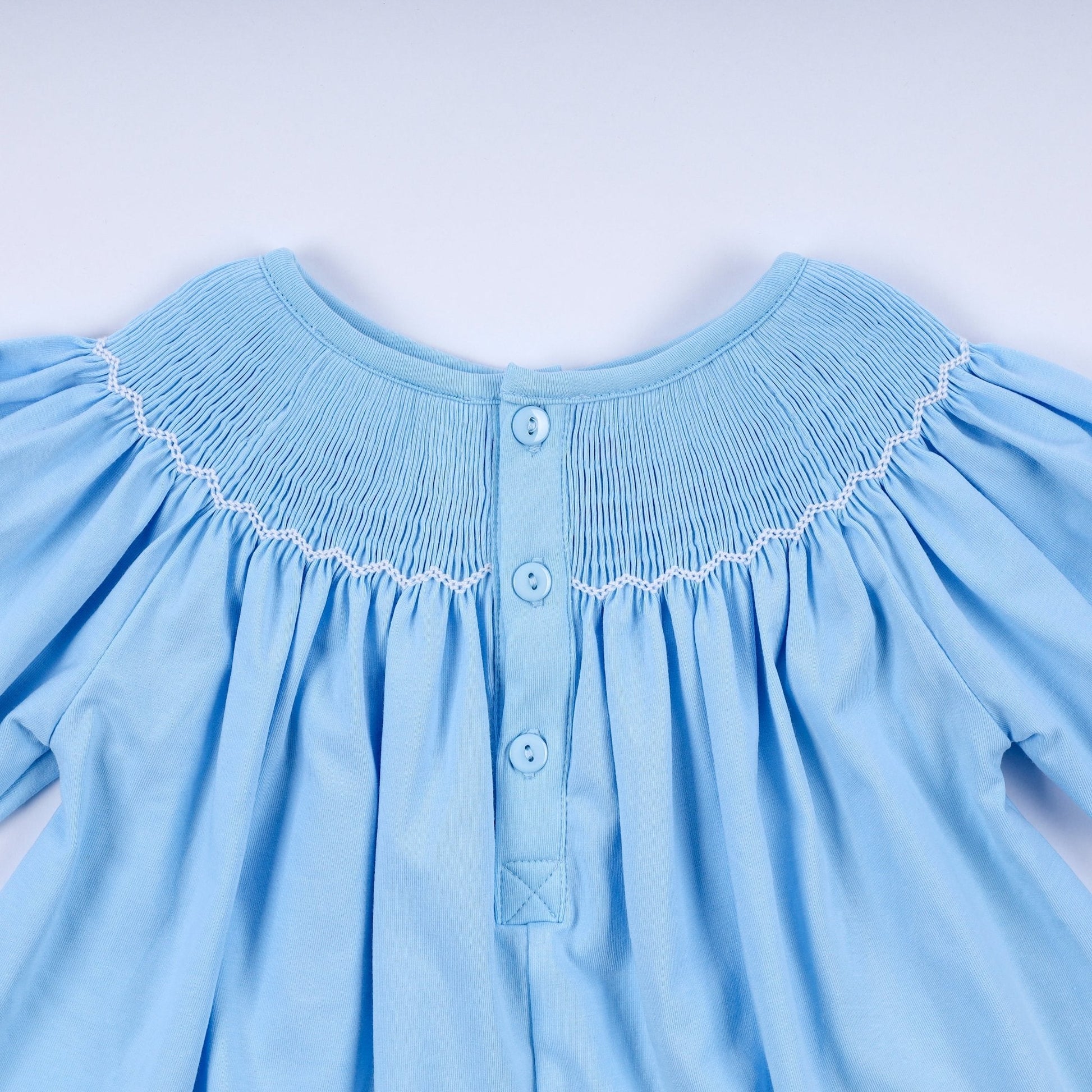 Blue nativity hand smocked bloomer set - Abbies Place
