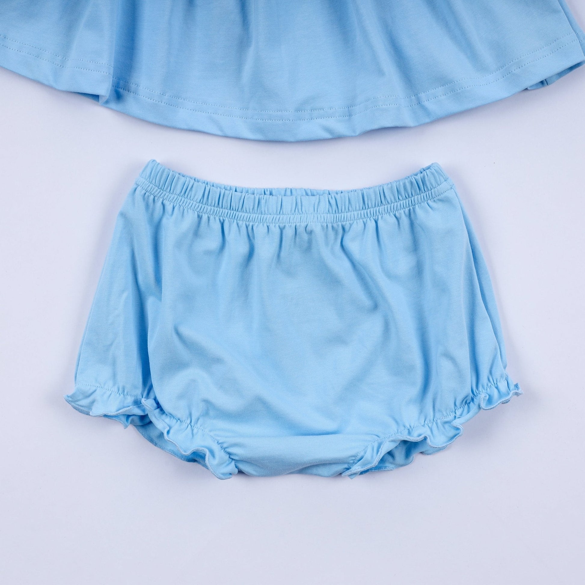 Blue nativity hand smocked bloomer set - Abbies Place