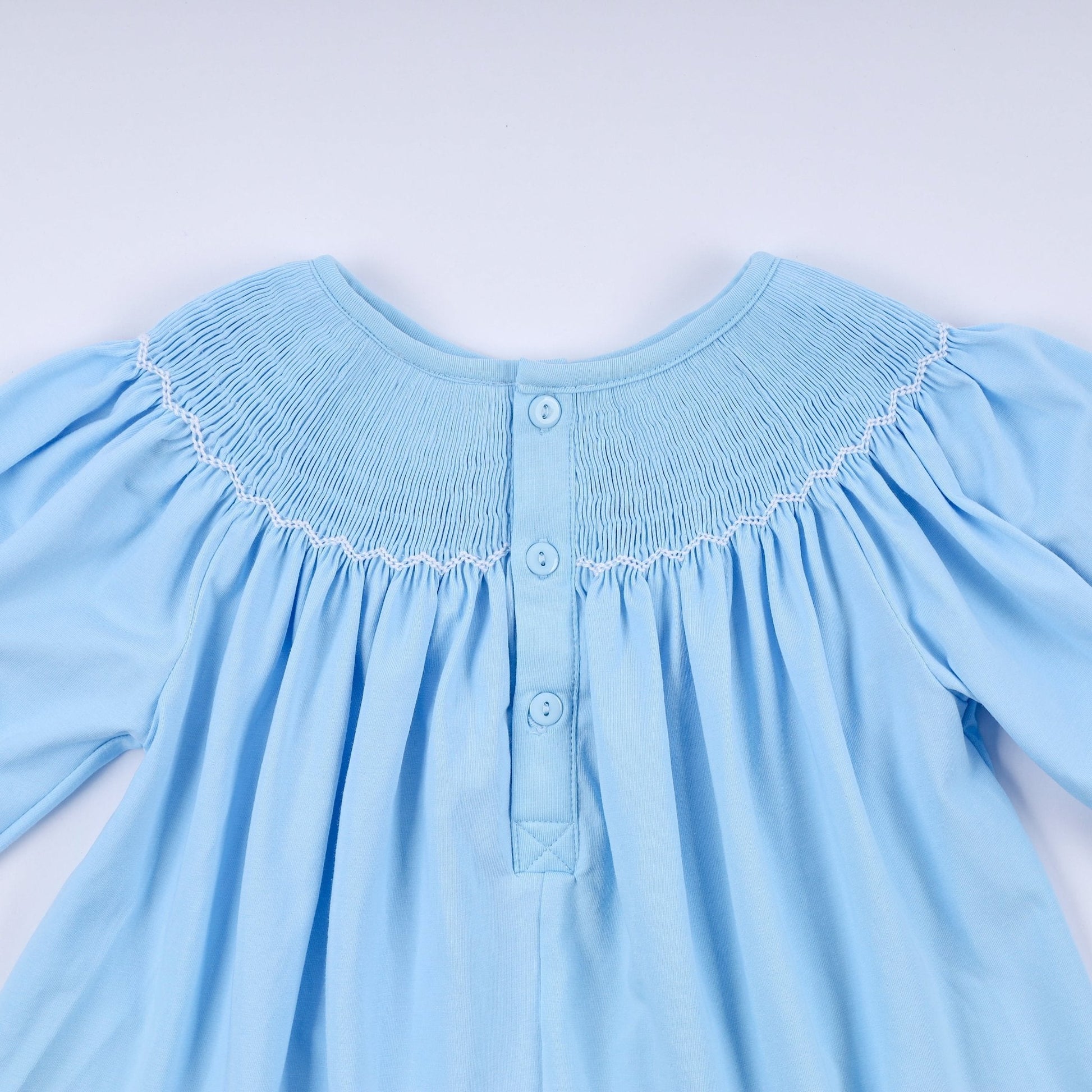 Blue nativity hand smocked ruffle pants set - Abbies Place