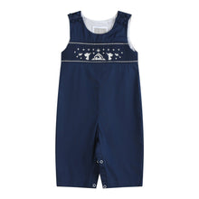 Load image into Gallery viewer, Blue Nativity Smocked Overalls
