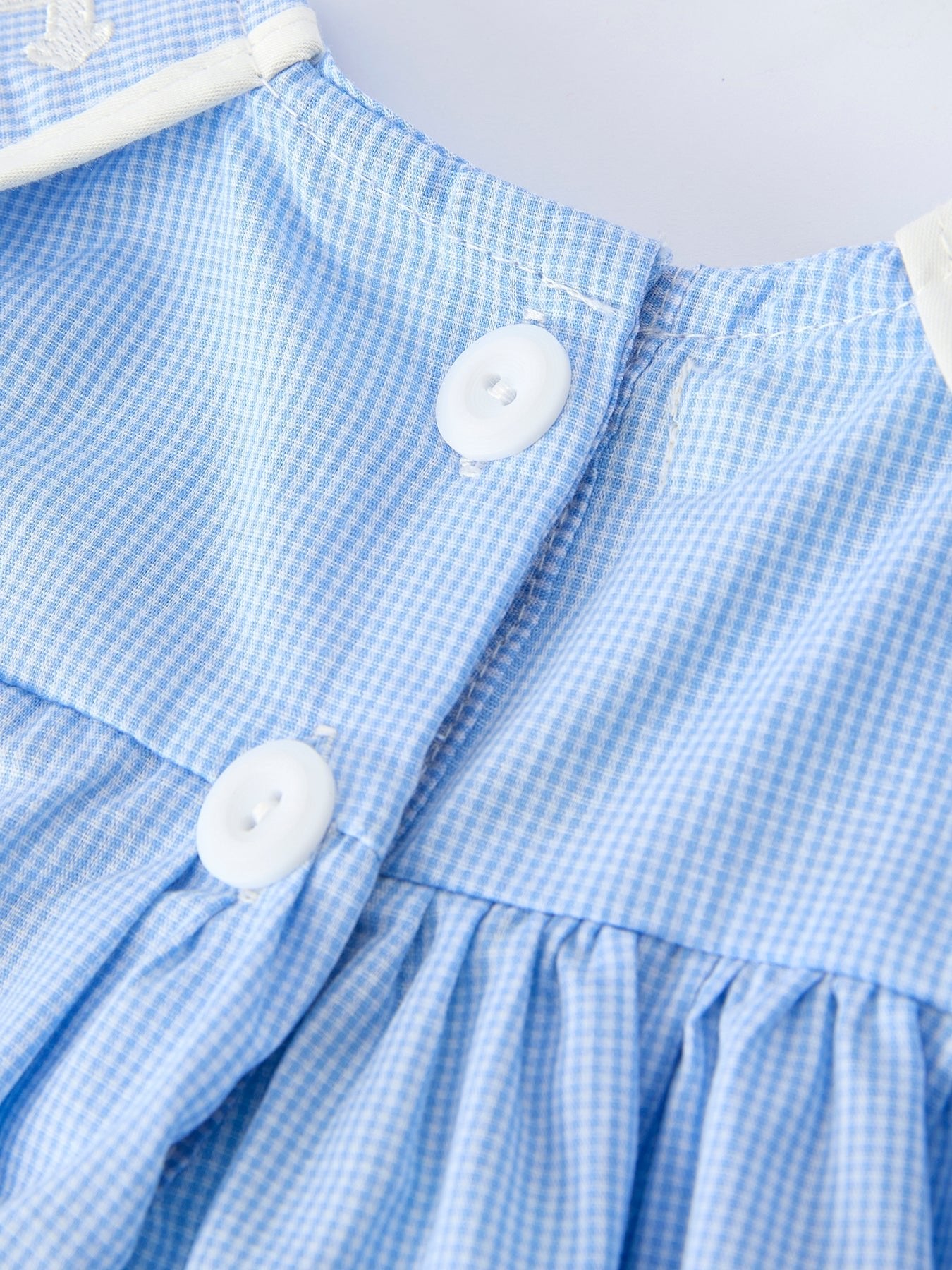 Blue Petal Peter Pan Collar Christening Baby Girls Bloomer Set - Abbies Place