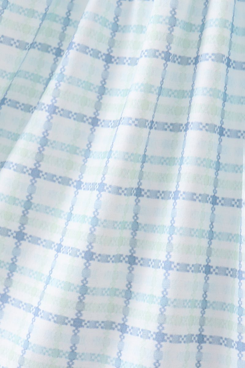 Blue plaid duck smocked dress - Abbies Place