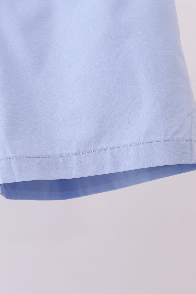 Blue plaid peter pan collar shorts set - Abbies Place