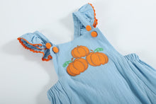 Load image into Gallery viewer, Blue Pumpkin Bubble Ruffle Romper
