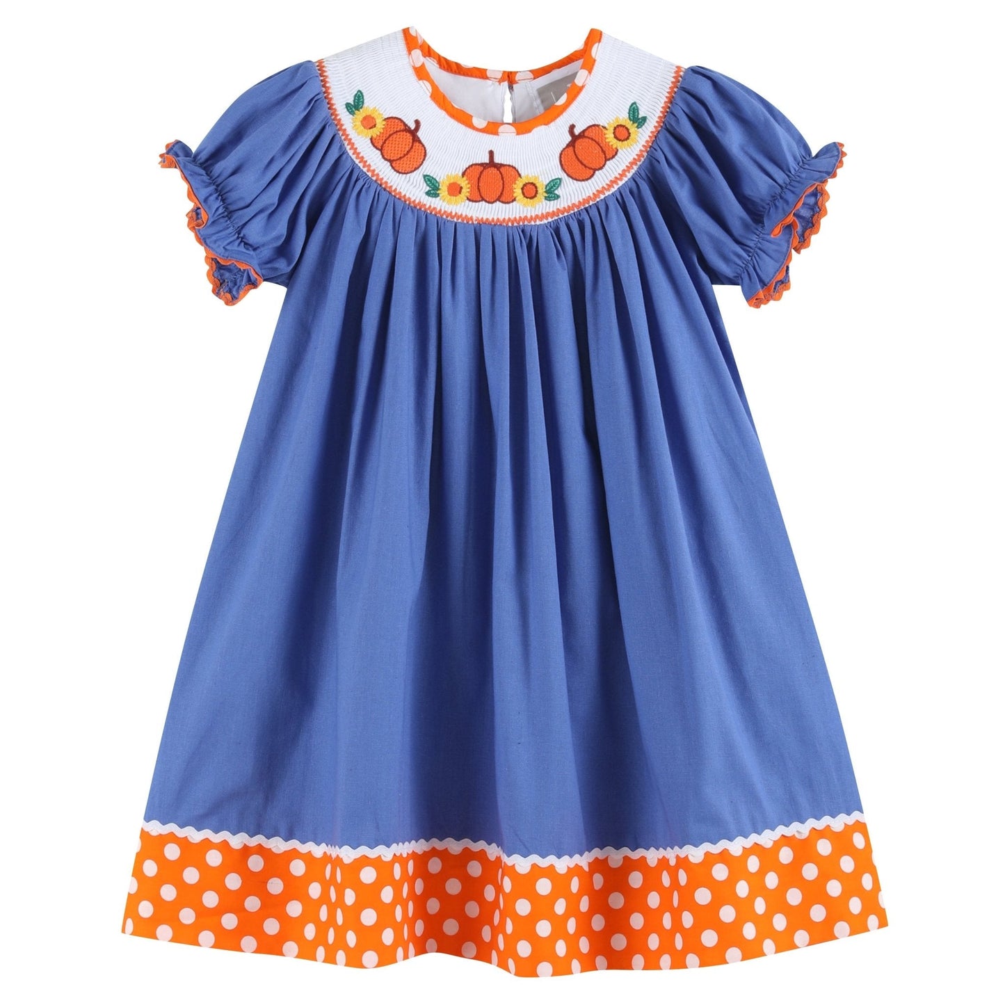Blue Pumpkin Sunflower Smocked Bishop Dress - Abbies Place