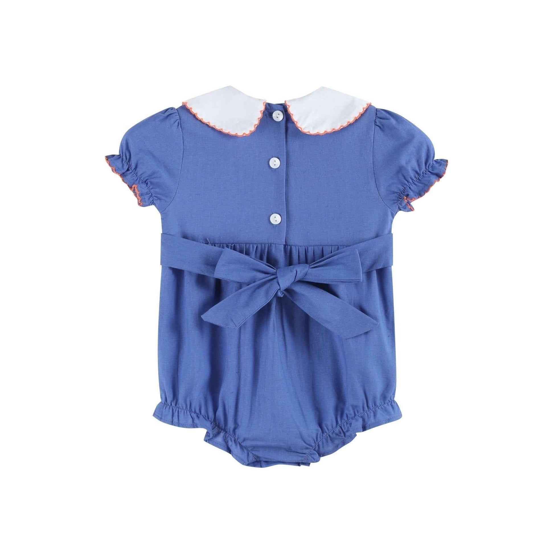 Blue Pumpkin Sunflower Smocked Collared Romper - Abbies Place