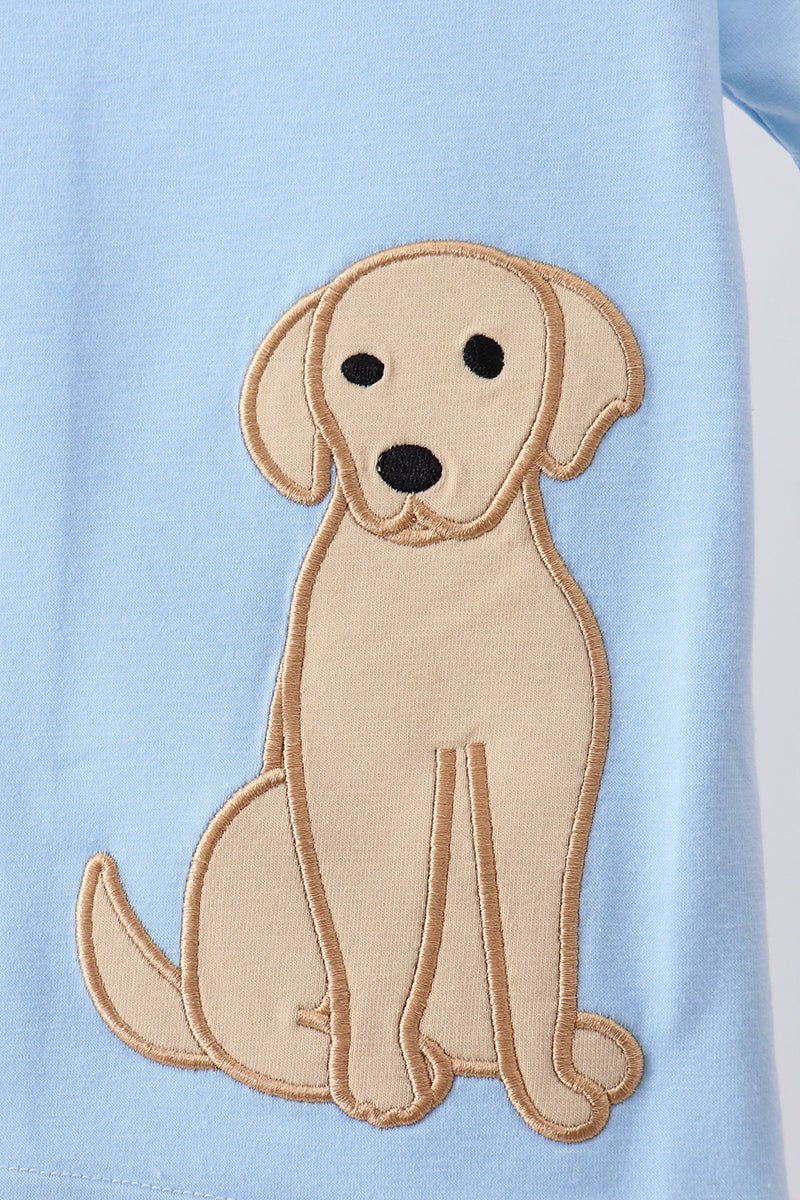 Blue puppy applique top - Abbies Place