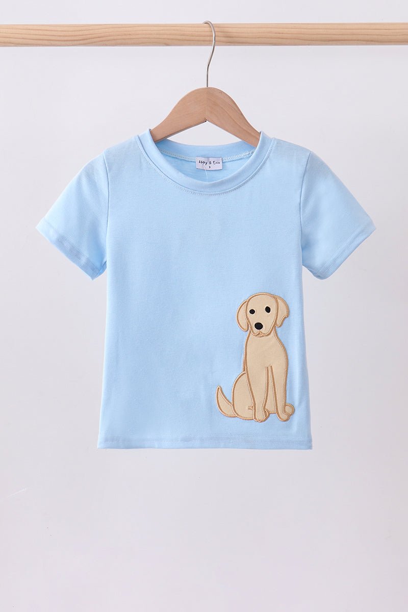 Blue puppy applique top - Abbies Place