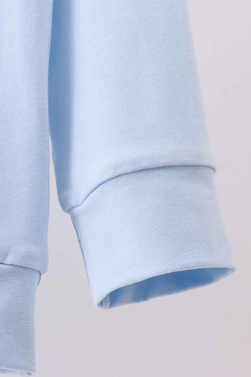 Blue puppy clover embroidery top - Abbies Place