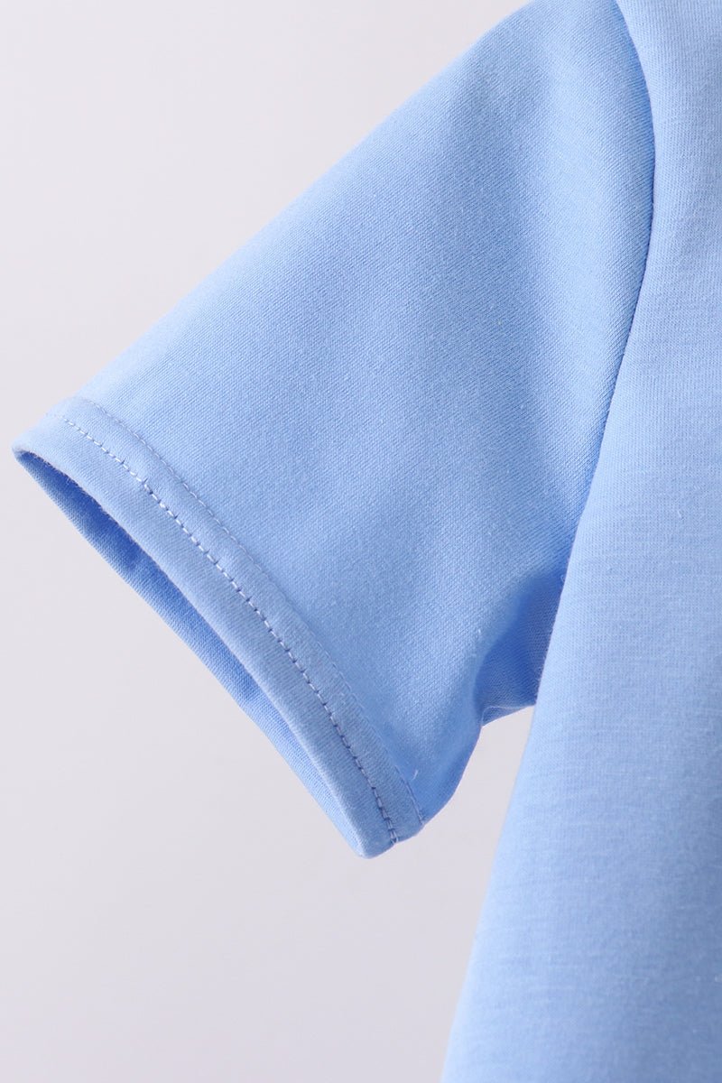 Blue puppy french knot stripe shorts set - Abbies Place