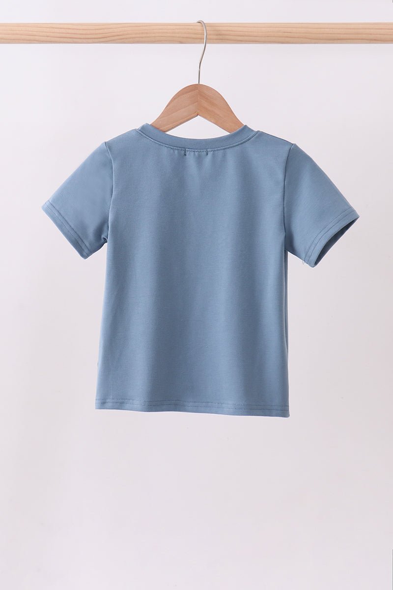 Blue racing car applique top - Abbies Place