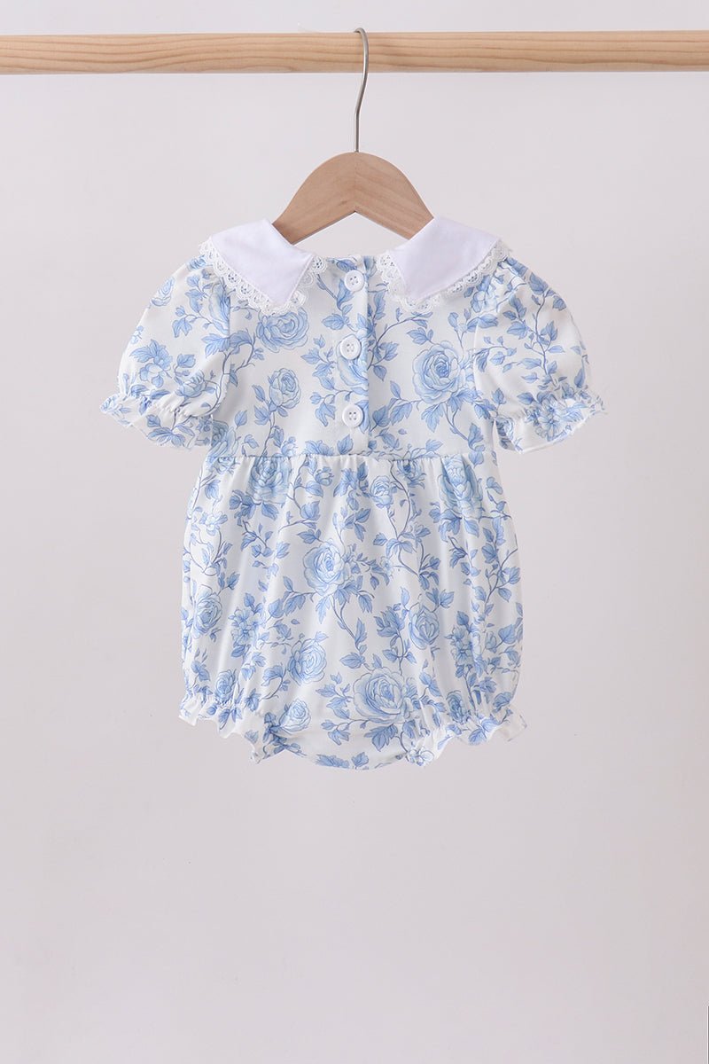Blue rose smocked bubble - Abbies Place