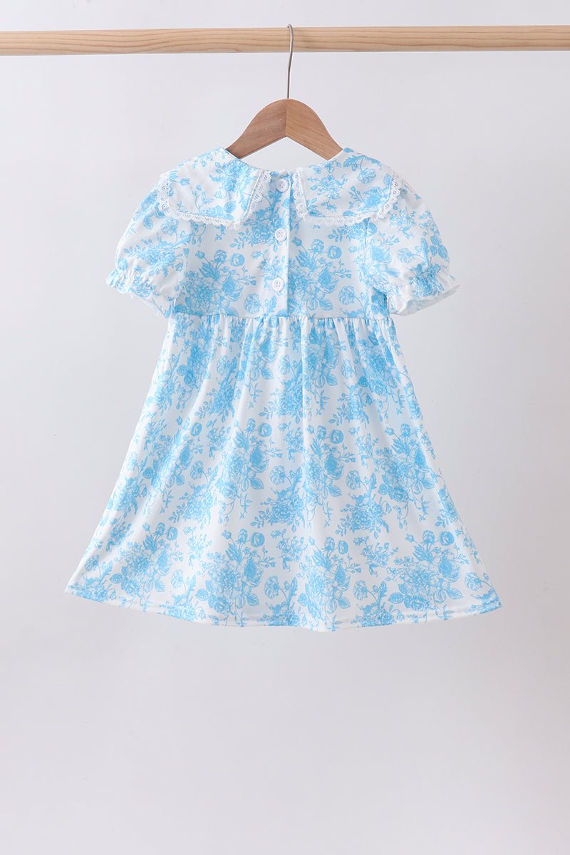 Blue rose smocked dress - Abbies Place