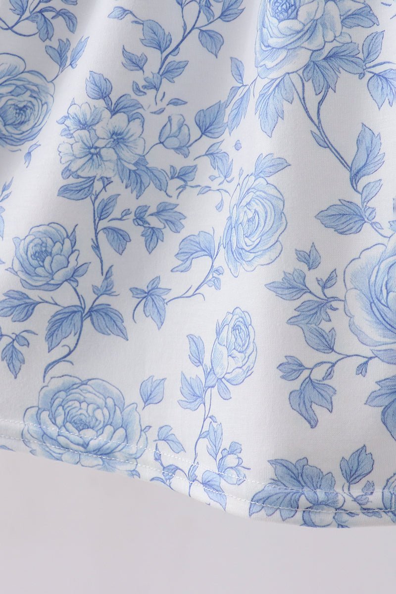 Blue rose smocked dress - Abbies Place