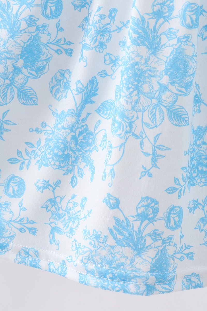 Blue rose smocked dress - Abbies Place