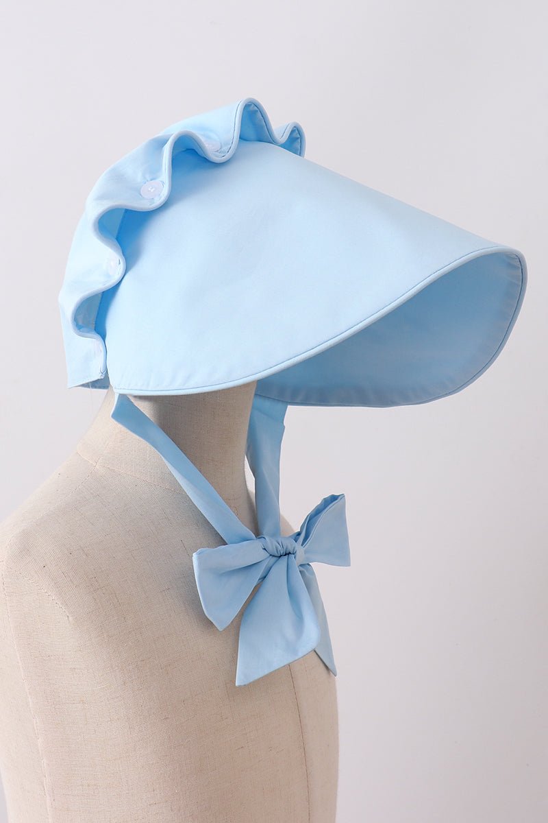 Blue ruffle bow bonnet - Abbies Place