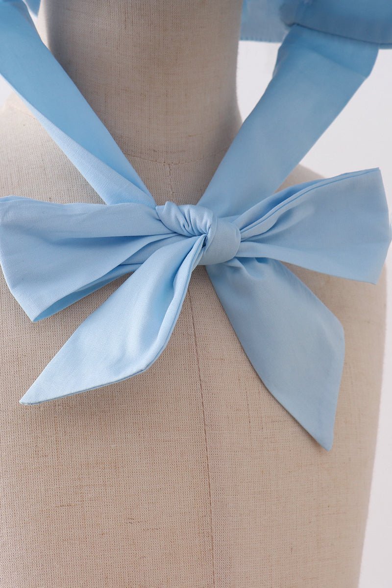 Blue ruffle bow bonnet - Abbies Place