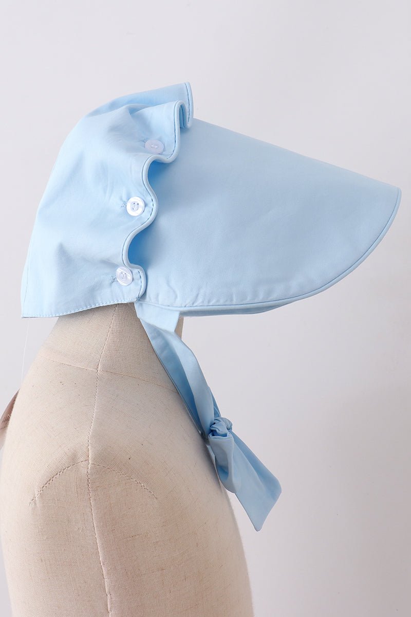 Blue ruffle bow bonnet - Abbies Place