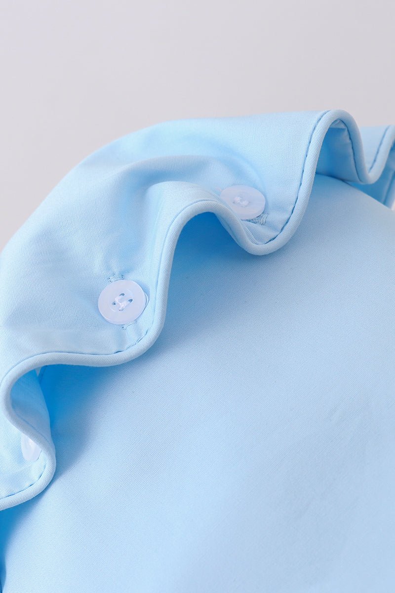 Blue ruffle bow bonnet - Abbies Place