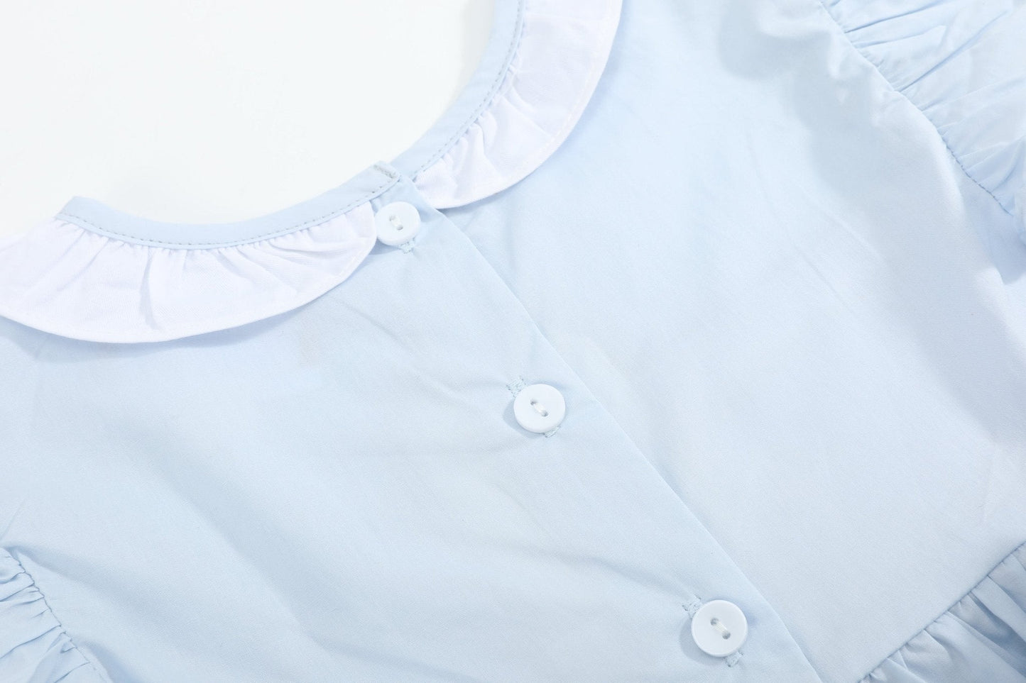 Blue Ruffled Crosses Smocked Dress - Abbies Place