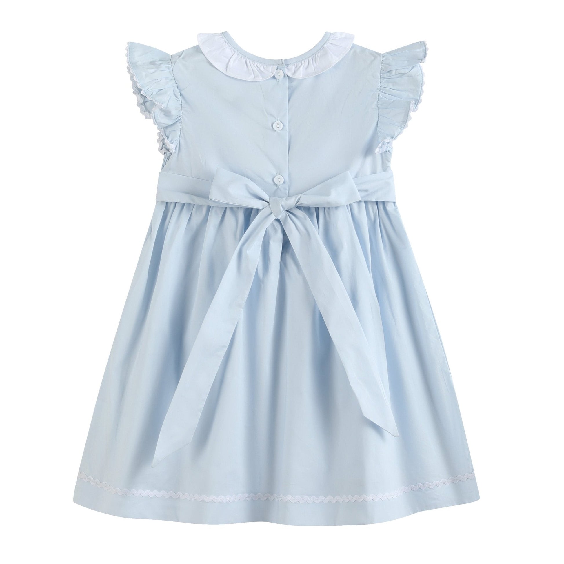 Blue Ruffled Crosses Smocked Dress - Abbies Place