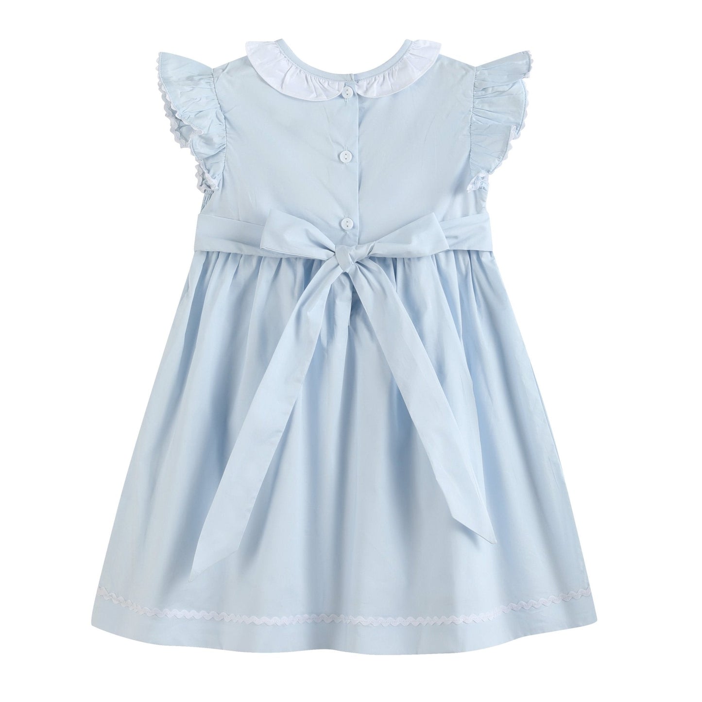 Blue Ruffled Crosses Smocked Dress