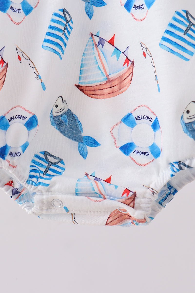 Blue sailboat print bubble - Abbies Place