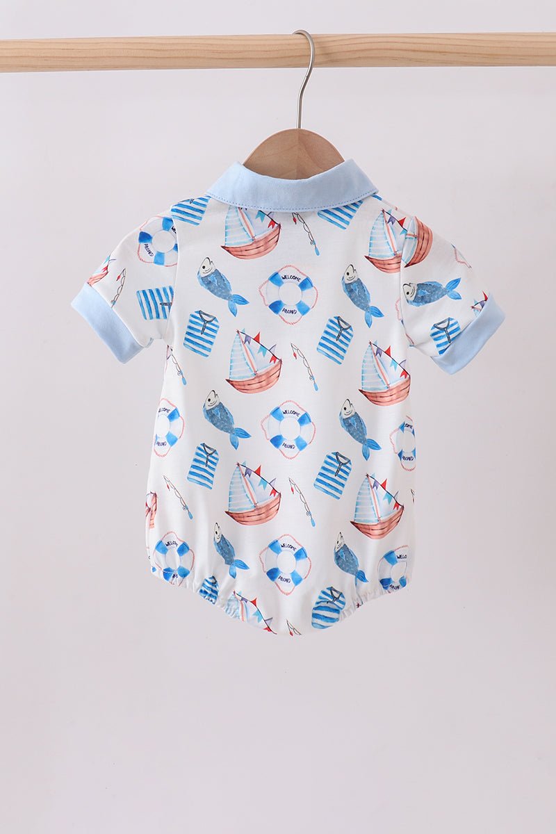 Blue sailboat print bubble - Abbies Place