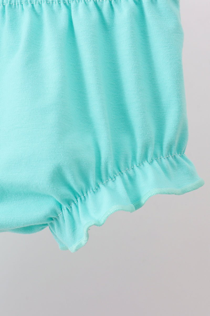 Blue sailboat print ruffle bloomer set - Abbies Place