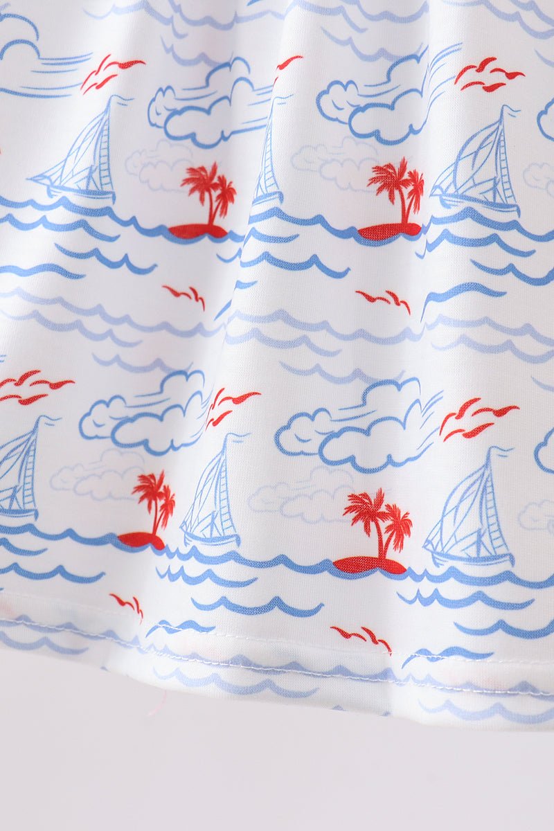 Blue Sailboat Smocked Bloomer Set - Abbies Place