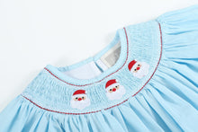Load image into Gallery viewer, Blue Santa Smocked Bishop Dress
