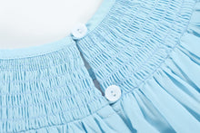 Load image into Gallery viewer, Blue Santa Smocked Bishop Dress
