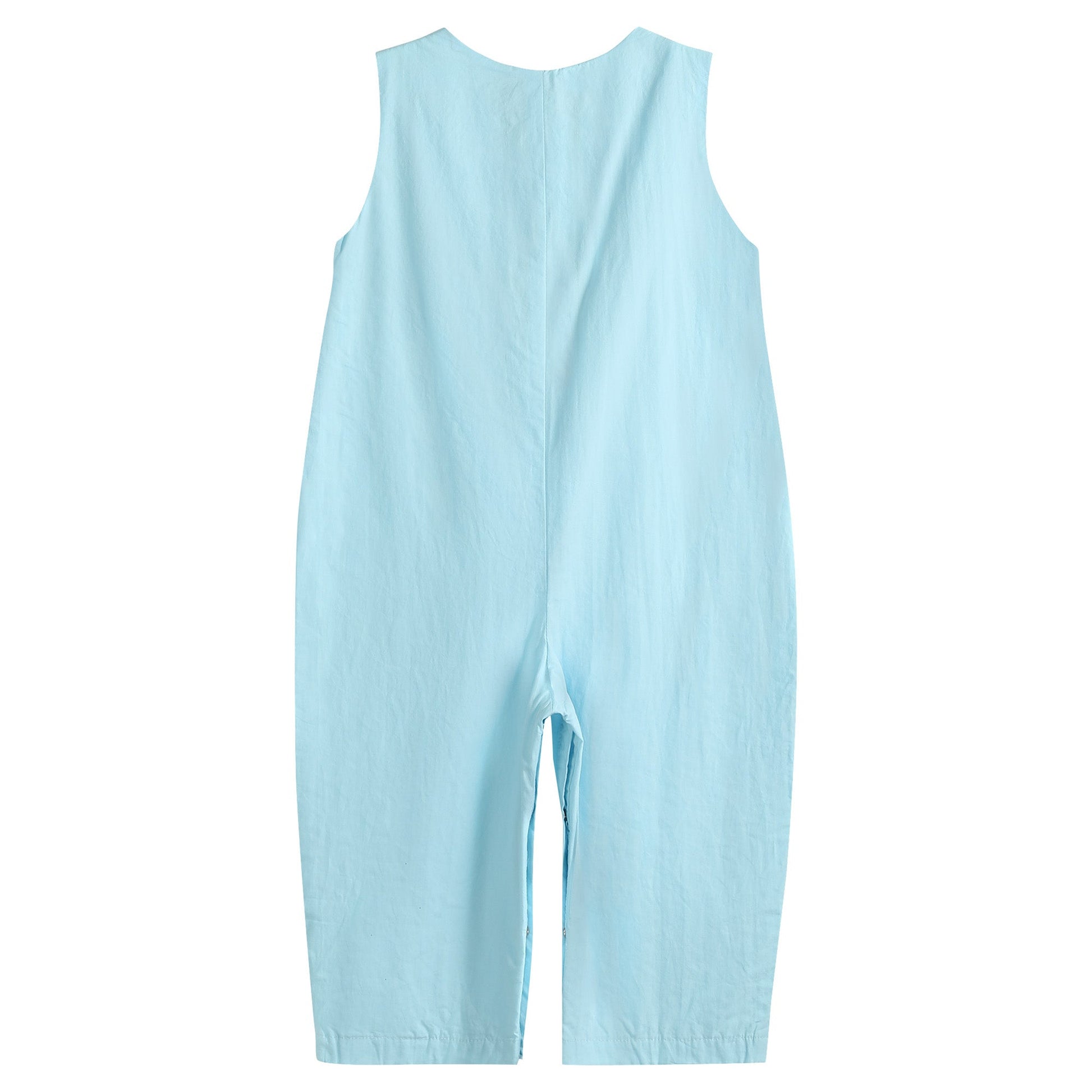 Blue Santa Smocked Overalls - Abbies Place
