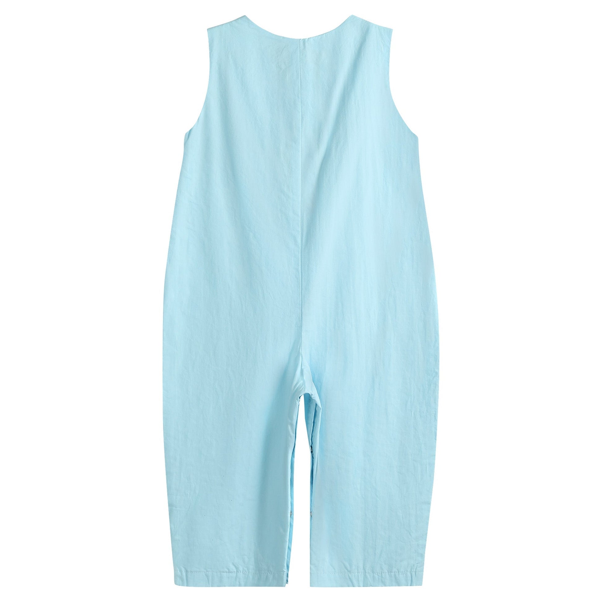 Blue Santa Smocked Overalls - Abbies Place