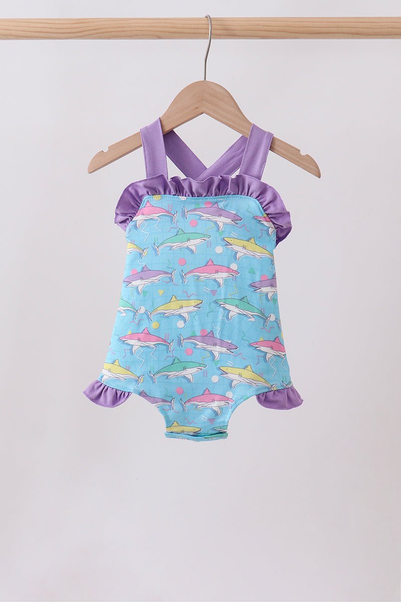 Blue Shark Ruffle Bubble - Abbies Place
