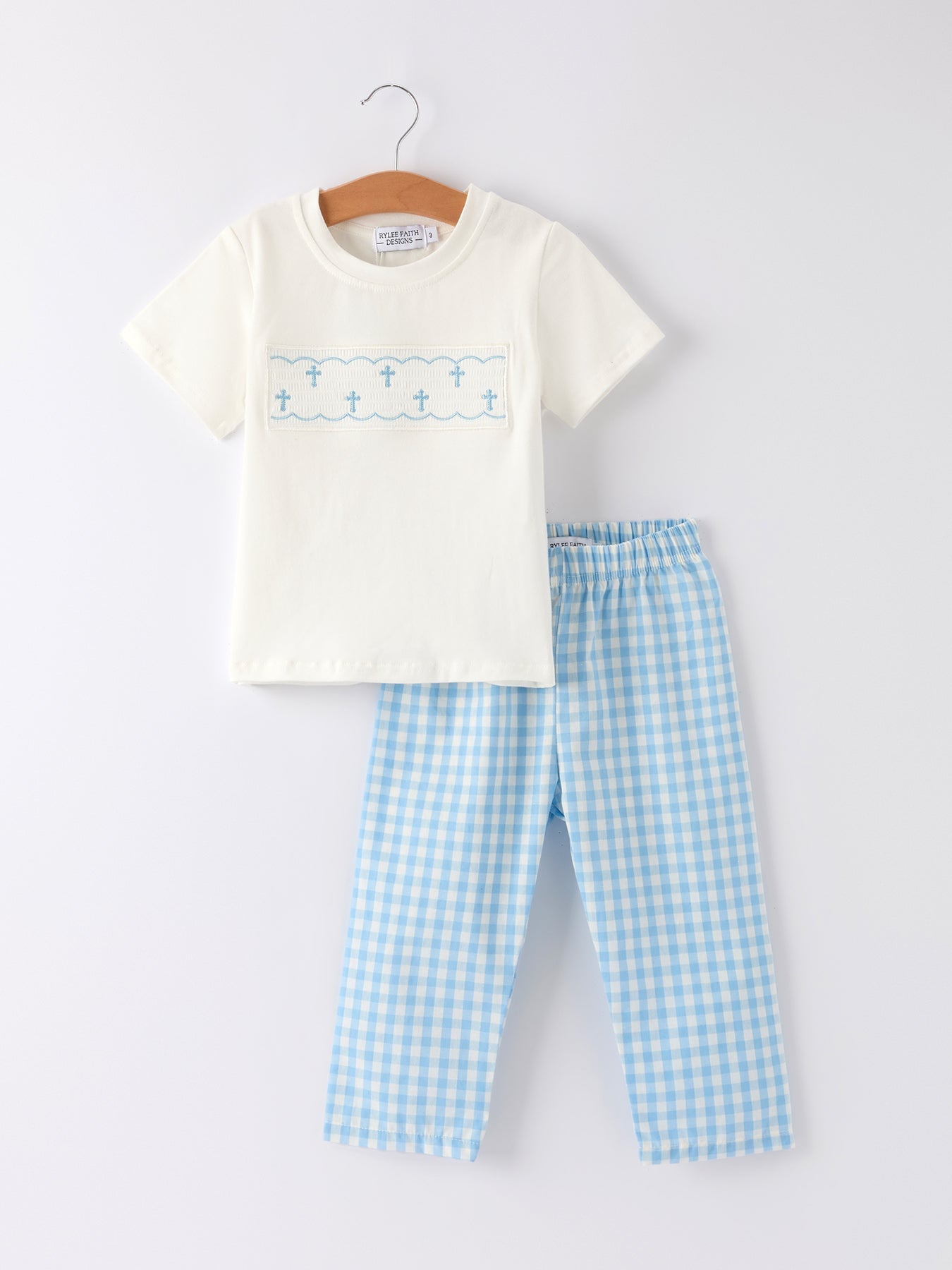 Blue Smocked Church Christ Bishop Christening Toddler Boys'Set - Abbies Place