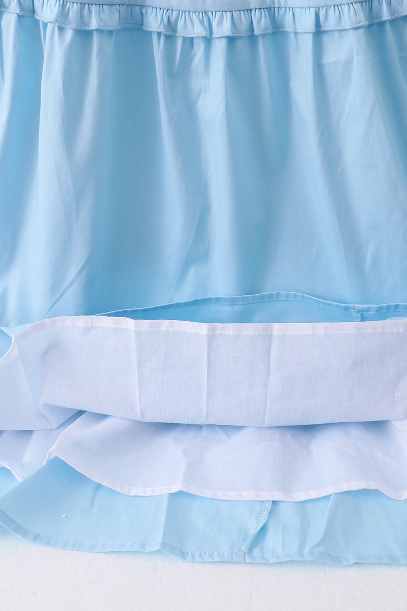 Blue smocked ruffle tiered dress - Abbies Place