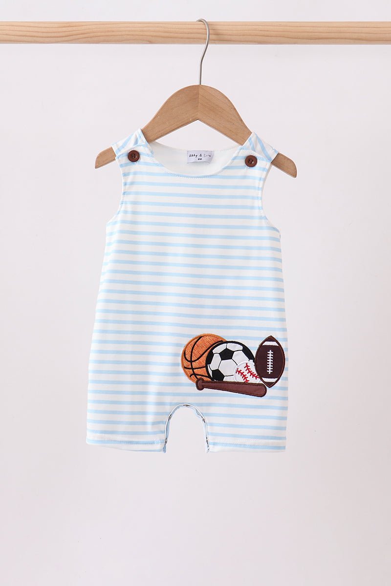 Blue Sports Ball Stripe Applique Jon - Abbies Place