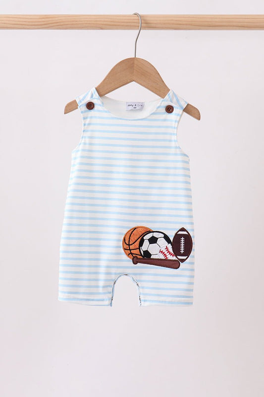 Blue Sports Ball Stripe Applique Jon - Abbies Place