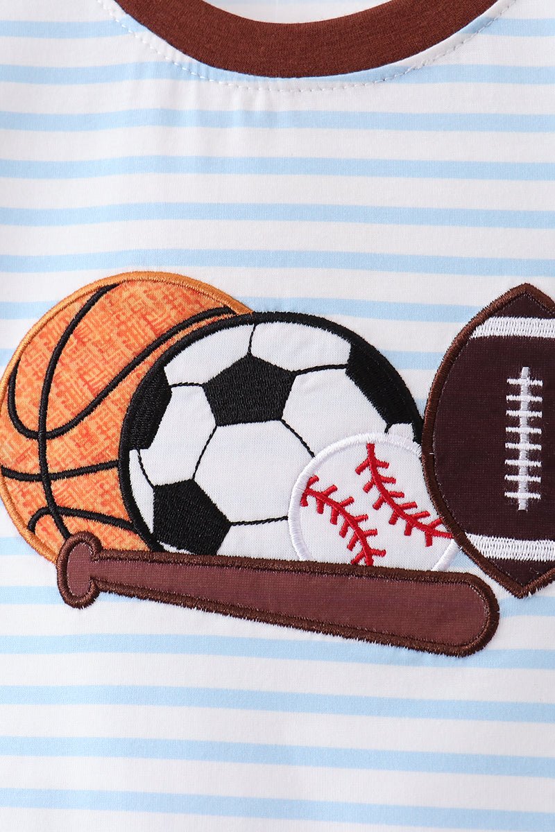 Blue Sports Ball Stripe Applique Set - Abbies Place