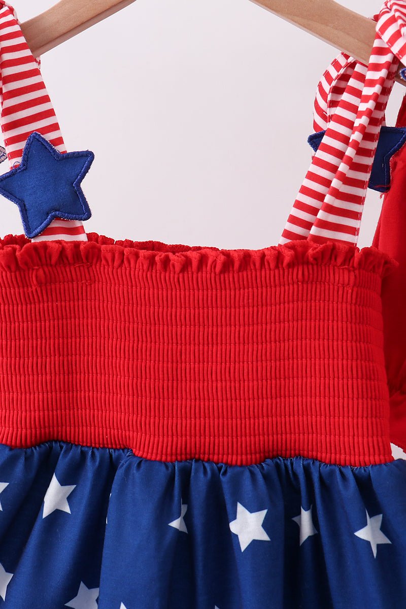 Blue star smocked bloomer set - Abbies Place
