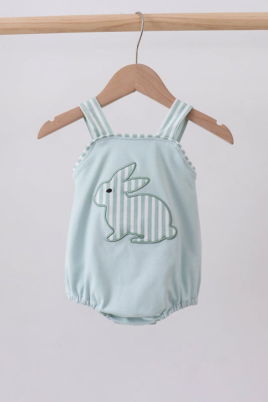 Blue stripe bunny applique bubble - Abbies Place