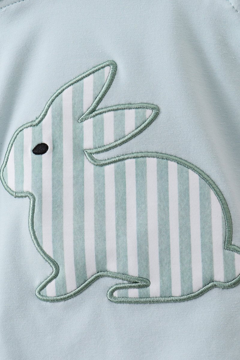 Blue stripe bunny applique bubble - Abbies Place