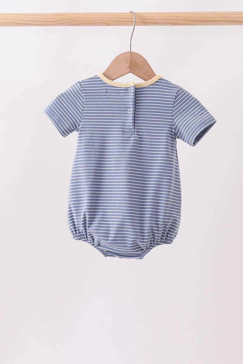 Blue stripe truck embroidery bubble - Abbies Place