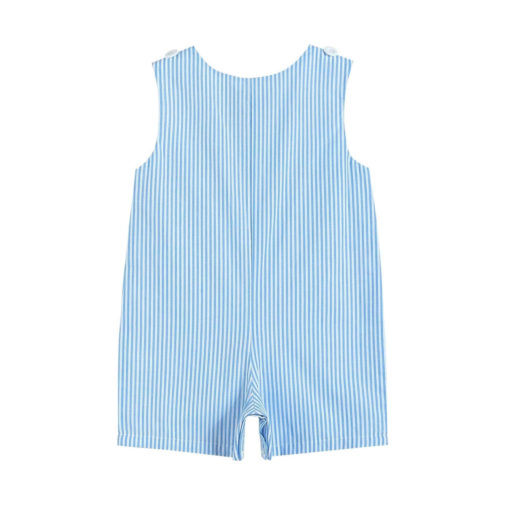 Blue Striped Bunny Train Shortalls - Abbies Place