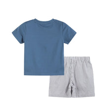 Load image into Gallery viewer, Blue Tractor Smocked Shirt and Gray Shorts Set
