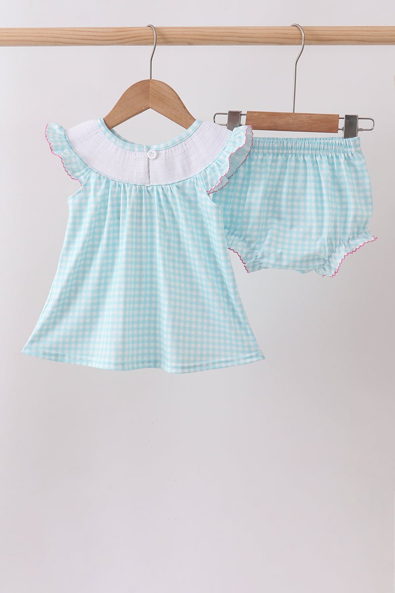 Blue Umbrella Smocked Bloomer Set - Abbies Place