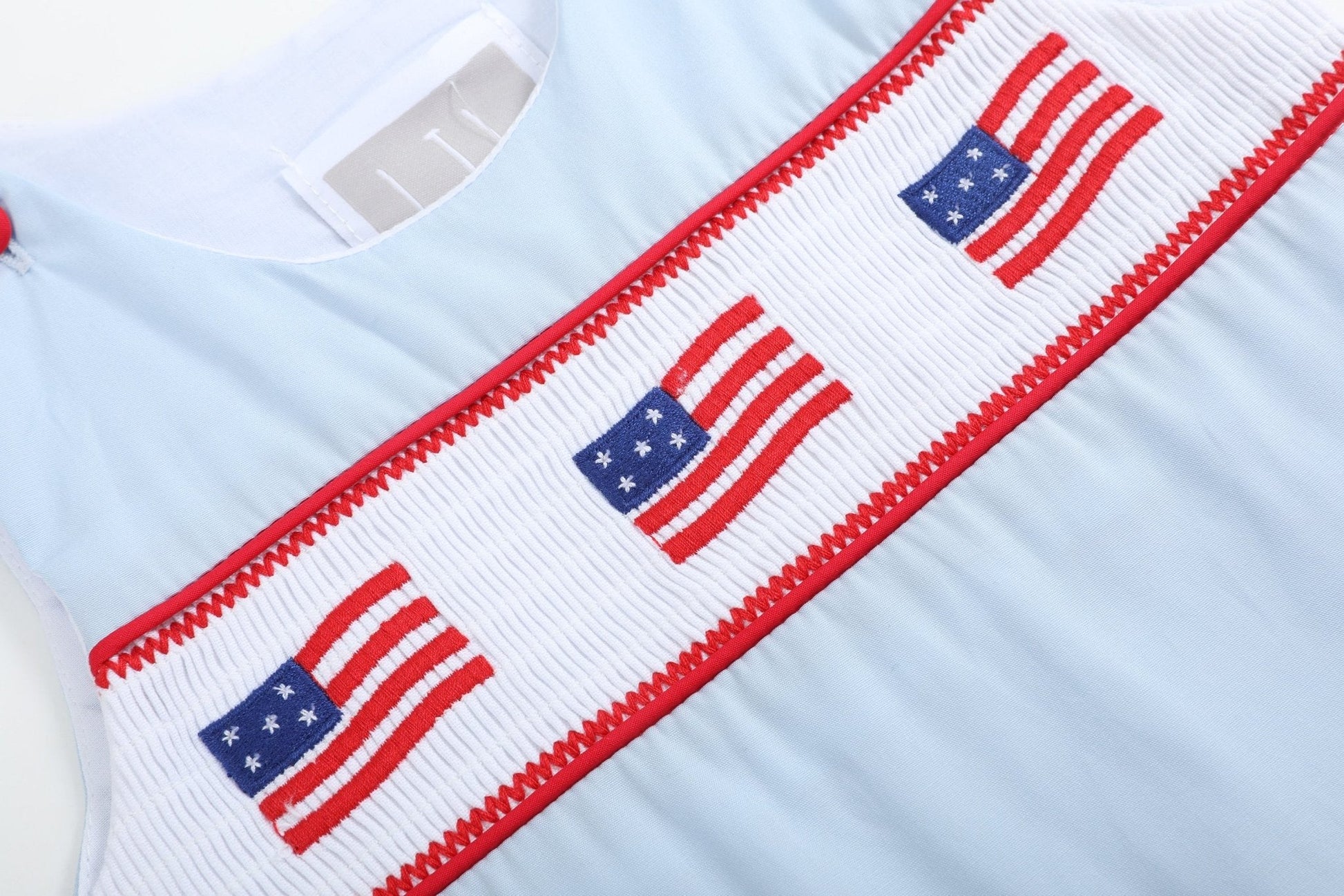 Blue USA Flag Smocked Shortalls - Abbies Place